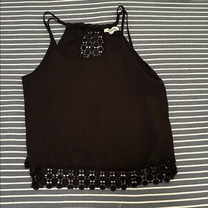 Monteau Black Crochet Detail Top